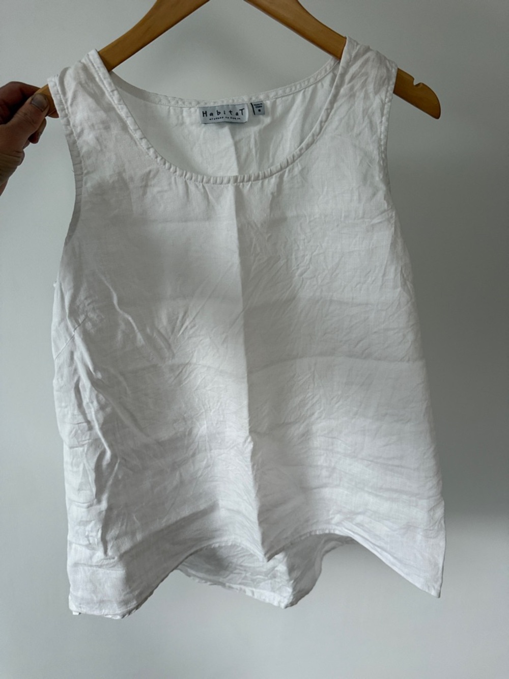 Habitat White Linen-Blend Scoop Neck Tank